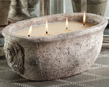 Zodax La Belle Maison Cement 4 Wick Wax Filled Pot