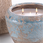 Zodax Provence Bleu Cement Scented 3 Wick Candle Pot
