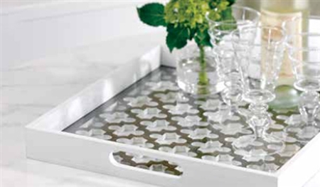 Zodax Trellis Wooden Serving Tray with Glass Insert