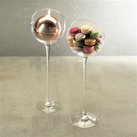 Zodax Ball Glass on Stem Candleholder / Condiment Bowl - Tall
