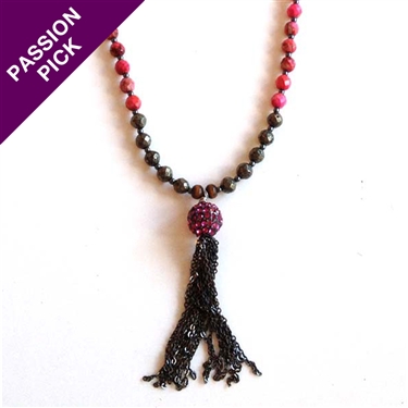 EXCLUSIVE - The Pink Happiness Necklace - Pyrite & Tassle By Alyce Ross Designs