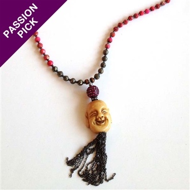 EXCLUSIVE - The Pink Happiness Necklace - Buddha & Pyrite By Alyce Ross Designs