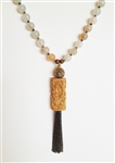 Alyce Ross Designs Pale Blue Agate Necklace with Dragon