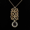 Danielle Welmond Gold Cord Rectangle with Vermeil Beads and Caged Crystal Necklace