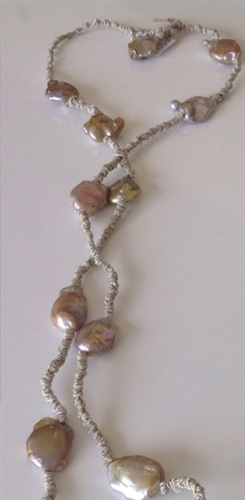 Mela Flat Bronze Baroque Pearl Necklace