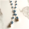 Mela Blue Czech Crystals White Baroque Pearls Necklace