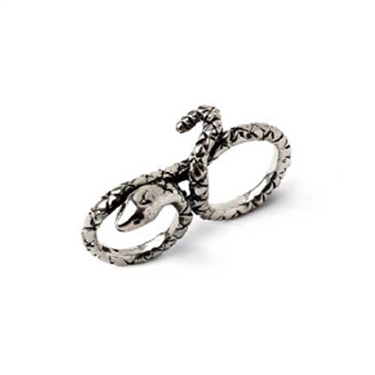 Paz Collective Sterling Silver Snake Double Ring