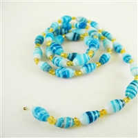 Vintage Glass Beads from India - Blue Oval - 5mm x 8mm