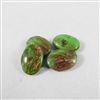 Oval Glass Cabochon - Green with Gold - 13mm x 19mm diam. Qty. 4