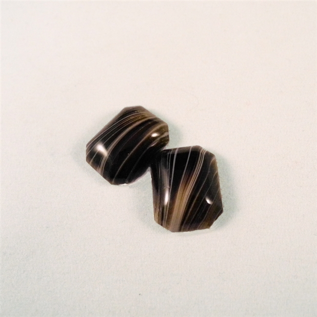 Vintage Glass Cabochon - Black/Taupe Swirl - 20mmx14mm