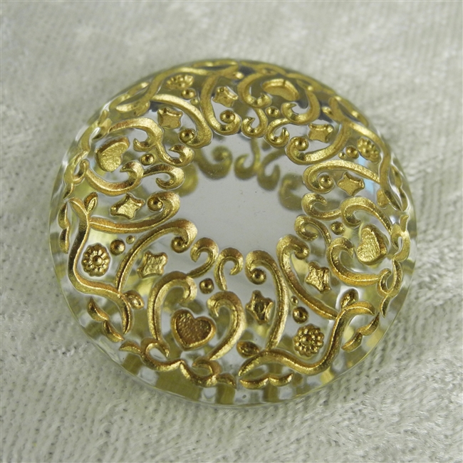 Vintage Acrylic Cabochon - Round Filigree Foil-Back