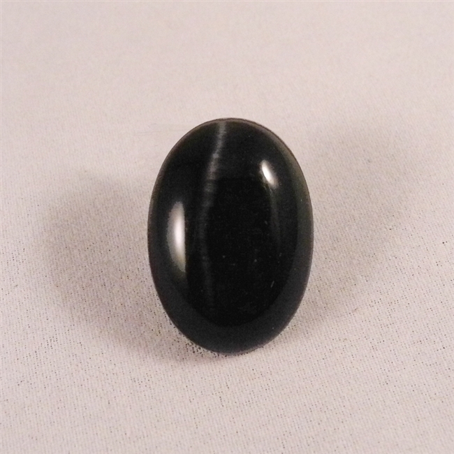 Vintage, oval, cats eye cabochon. 18mm x 25mm. JET