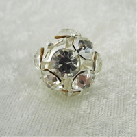 Vintage Rhinestone Bead - Crystal on Silver 18mm