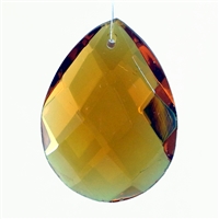 Glass Chandelier Crystal - 1 1/2" tall by 1" wide pear-shape with single front-to-back hole-drilling at top. Color - Dark Topaz.