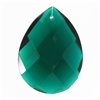 Glass Chandelier Crystal - 1 1/2" tall by 1" wide pear-shape with single front-to-back hole-drilling at top. Color - Emerald.