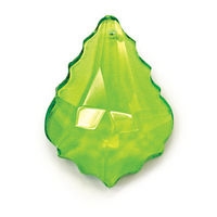 2 Glass Chandelier Crystal Pendeloques - Each is 1 1/8" tall by 3/4" wide scalloped pear-shape with single front-to-back hole-drilling at top. Color - Peridot.