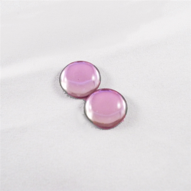 Czech Glass Cabochon - 18 mm round - 2 per package - BACKLIT PINK MIST