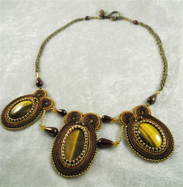 Hour Glass Tiger's Eye - Three Station Necklace - #1251