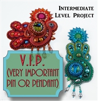 Soutache & Bead Embroidery - V.I.P. (Very Important Pin or Pendant)