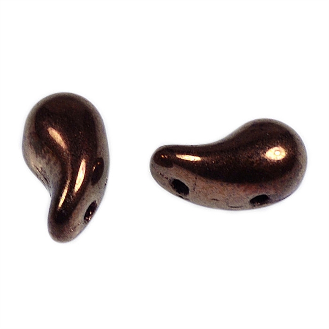 Zoliduos - 5x8mm 2-hole bead - LEFT - 25 PER BAG - DARK BRONZE