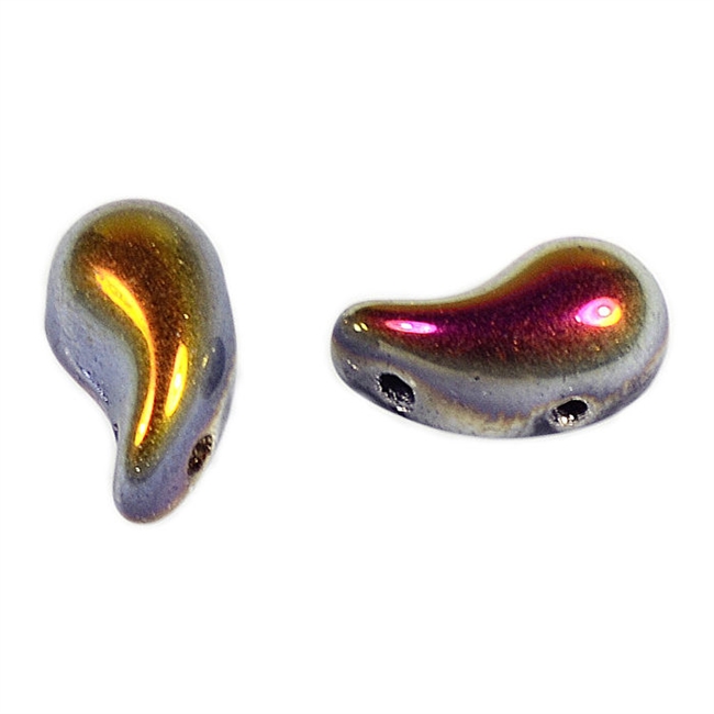 Zoliduos - 5x8mm 2-hole bead - LEFT - 25 PER BAG - JET MAREA