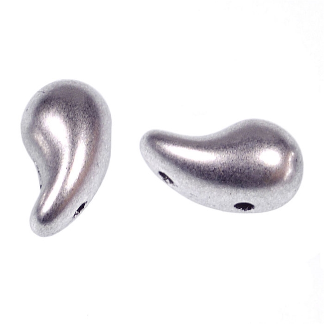 Zoliduos - 5x8mm 2-hole bead - LEFT - 25 PER BAG - MATTE SILVER