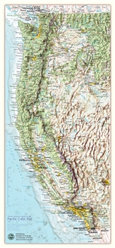 Planetary Illustration Highlighting the entire Pacific Crest Trail, from Mexico to Canada