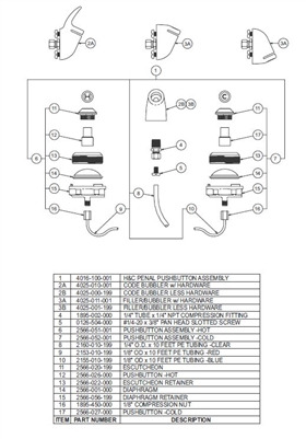 Acorn 4016-100-001 Hot and Cold Pushbutton Assembly