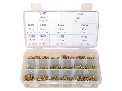 180 Piece Brass Bibb Screw Kit w/ 10 Popular Sizes