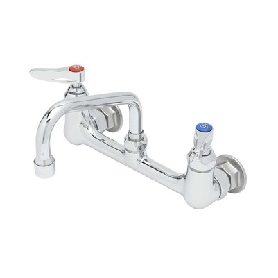 T&S B-0232 Wall Mount Double Pantry Faucet 8" Centers, 6" Swing Nozzle