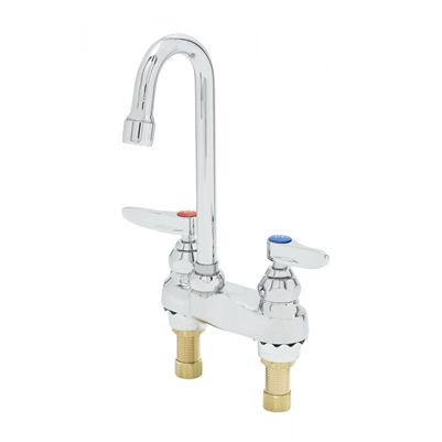 T&S B-0874 4" Center Lavatory Deck Mount Faucet w/ Swivel/Rigid Gooseneck 1/2" Male Shank