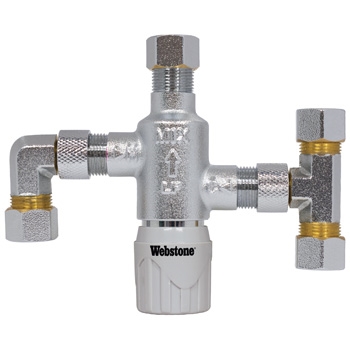 WEBSTONE H-77211W ULTRA COMPACT THERMOSTATIC MIXING VALVE W/ MOUNTING BRACKET