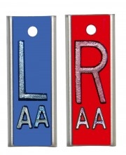 Aluminum Lead Marker with 1" high R & L Letters, with initials