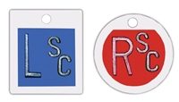 Plastic Lead Marker Set R & L with 5/8" high letters, with initials