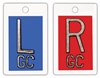 Plastic Lead Markers, R & L  with 1" high letters, with Initials