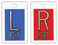 Plastic Lead Markers, R & L  with 1" high letters, with Initials