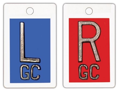 Plastic Lead Markers, R & L  with 1" high letters, with Initials