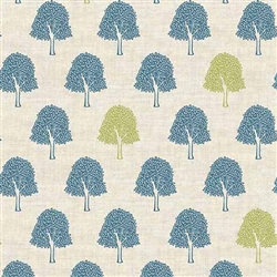 1746-Q Heartwood Ivory,Blue,Green Trees