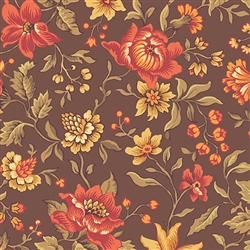 Jacobean Floral on Brown