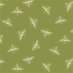 9084-G4 FRENCH BEE Olivette Green Bees