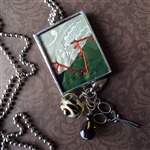 Antique Crazy Quilt Charm Necklace