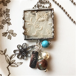 Vintage Hankie Charm Necklace