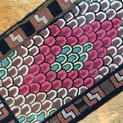Hooked Antique Rug with Lamb's Tongues
