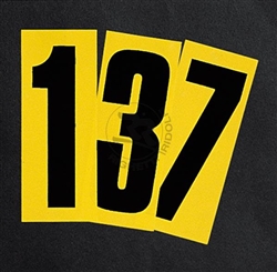 Black Adhesive Number, With Yellow Background