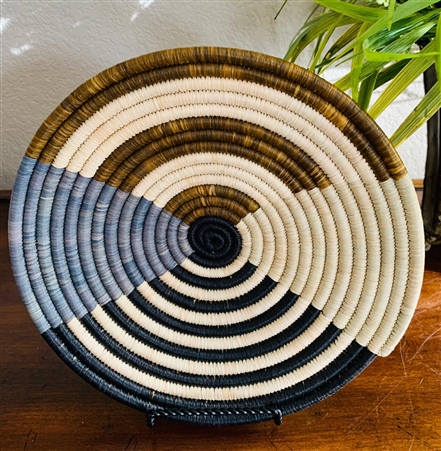 Raffia Basket  Black/Brown/Cream/Gray SMALL