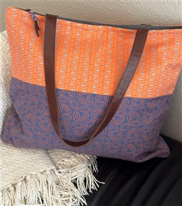 Tote with Leather Handle -  Orange