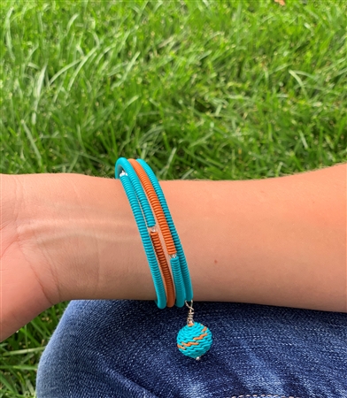 Spiral Color block Bracelet with woven beaded ball - Edible OUT OF STOCK