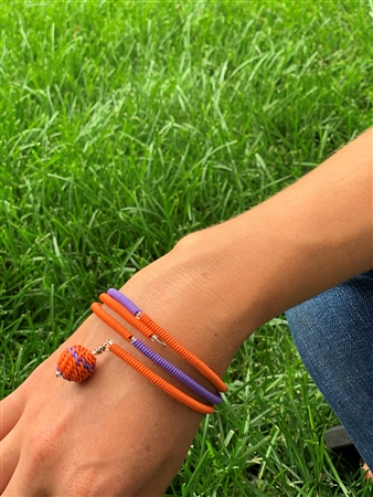 Spiral Color block Bracelet with woven beaded ball - Passion Fruit