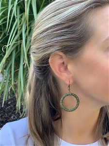 Earring Chunky Hoop - Green Tile