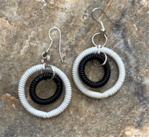 Spiral Double Ring Earring - black/white